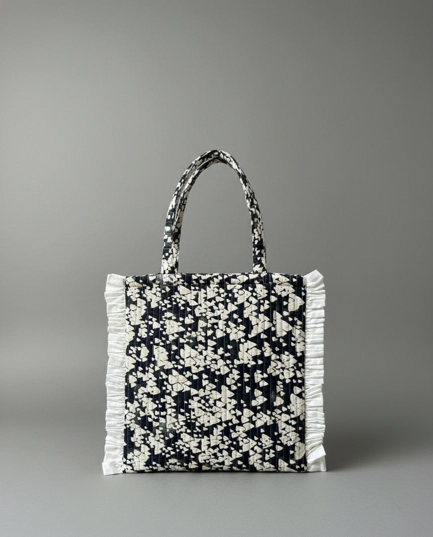 Black Pendants Ruffle Tote Bag