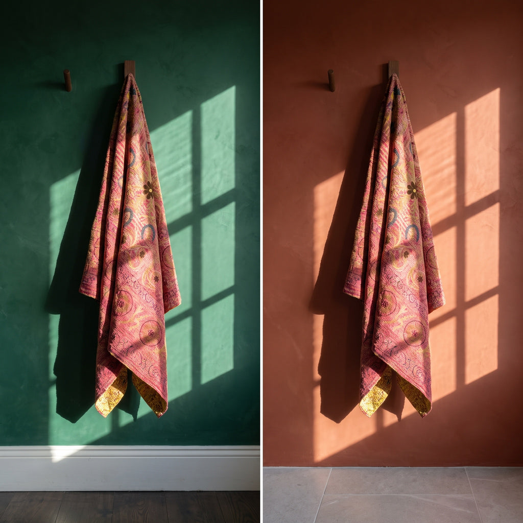 Golden Lotus Luxury Vintage Suzani Kantha Throw
