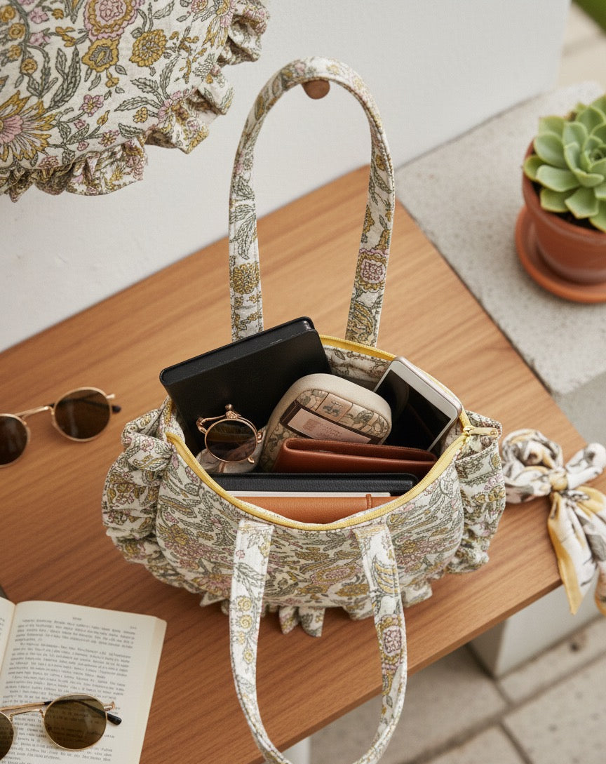 Mosaic Beauty Ruffle Tote Bag