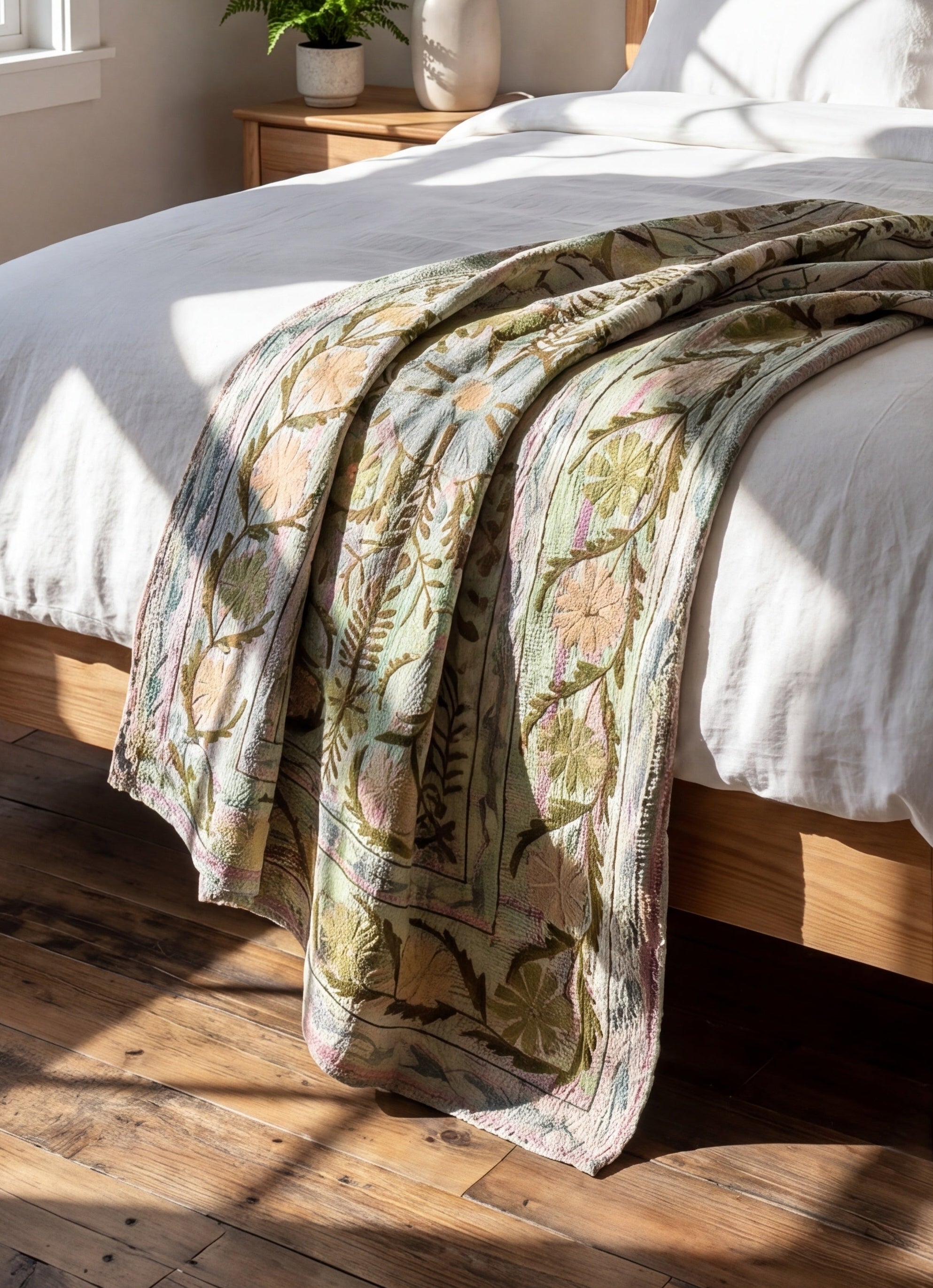 Bloom Indigo Luxury Vintage Suzani Kantha Throw
