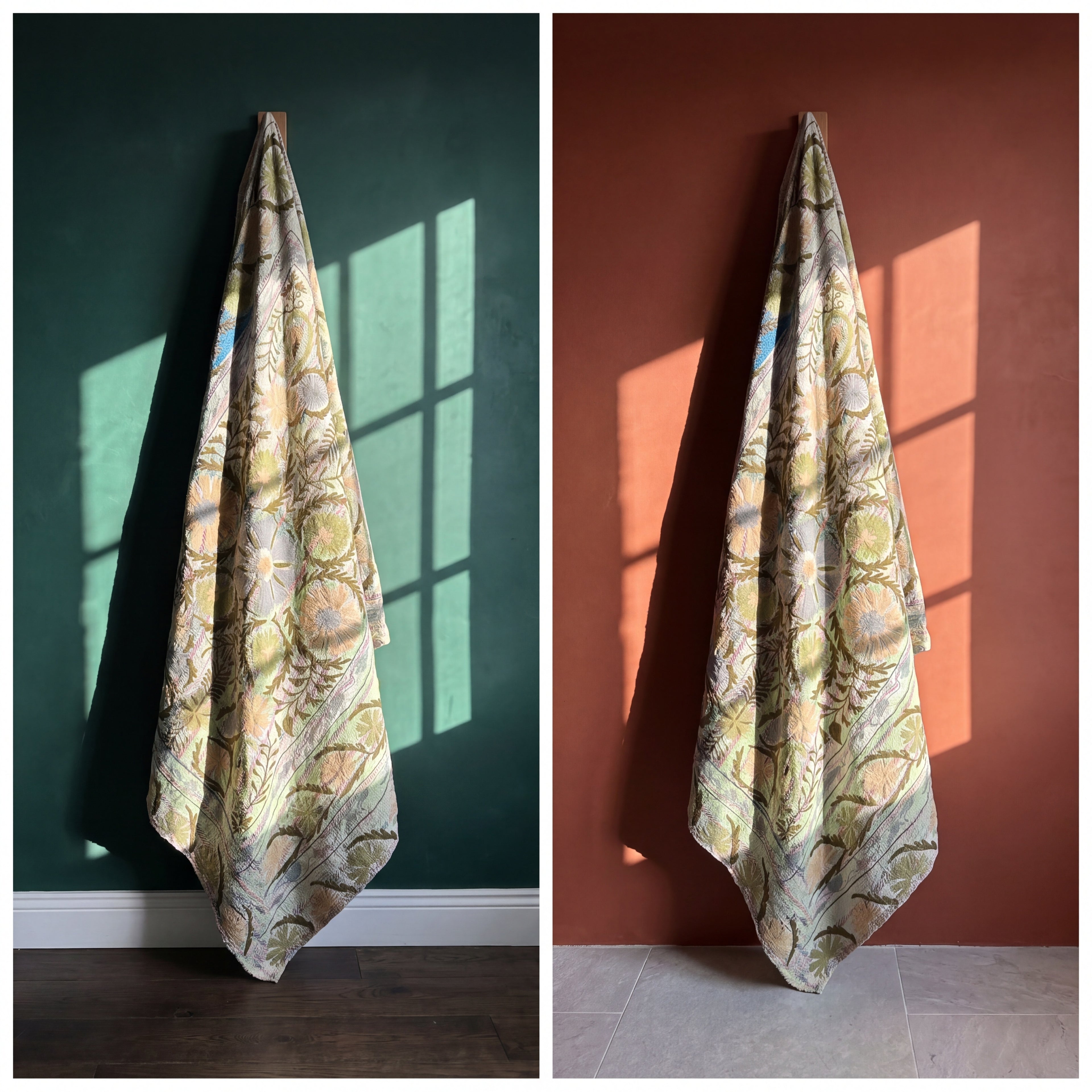 Bloom Indigo Luxury Vintage Suzani Kantha Throw