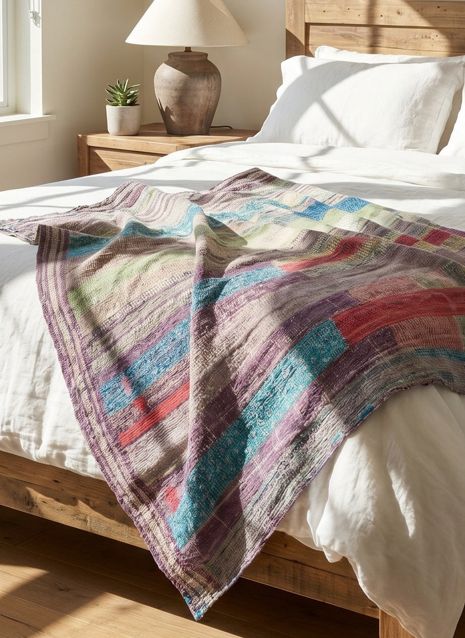 Desert Indigo Handmade Vintage Bagru Throw