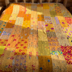 Zen Bloom Handmade Patola Kantha Queen Bedspread