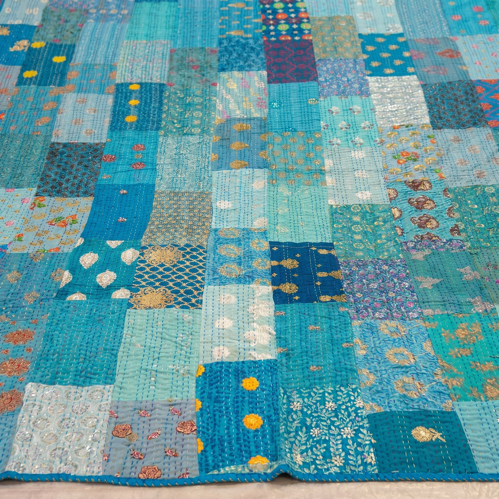 Maple Terracotta Handmade Patola Kantha Bedspread