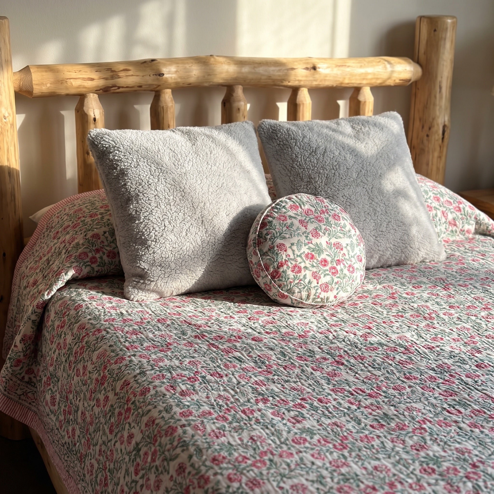 Mounting Moss Handmade Kantha Queen Bedspread