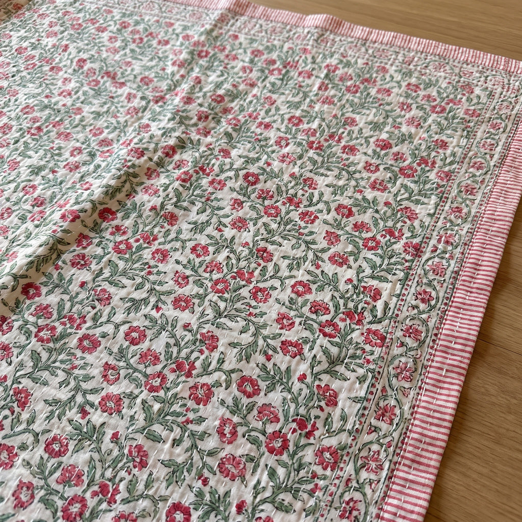 Mounting Moss Handmade Kantha Queen Bedspread
