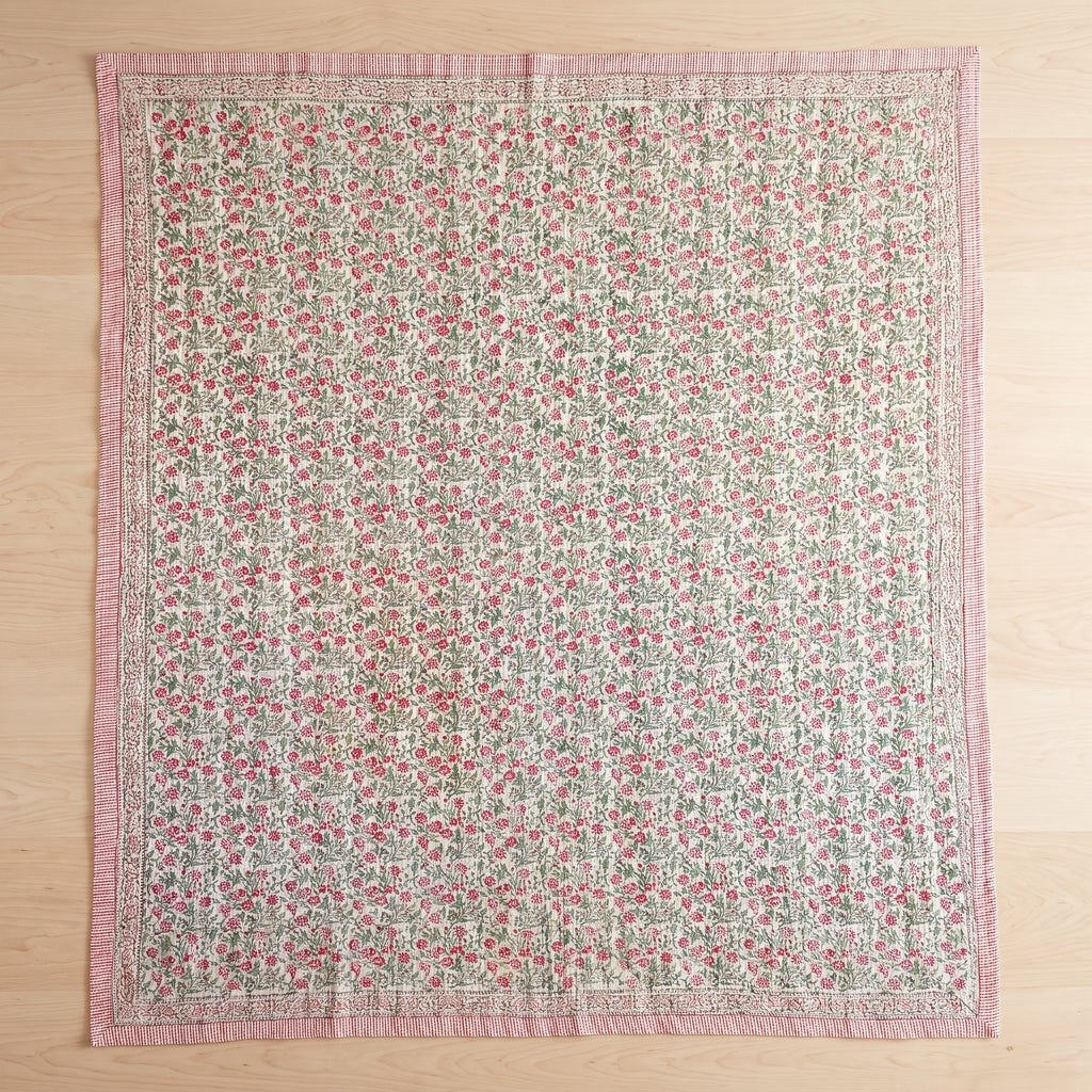 Mounting Moss Handmade Kantha Queen Bedspread