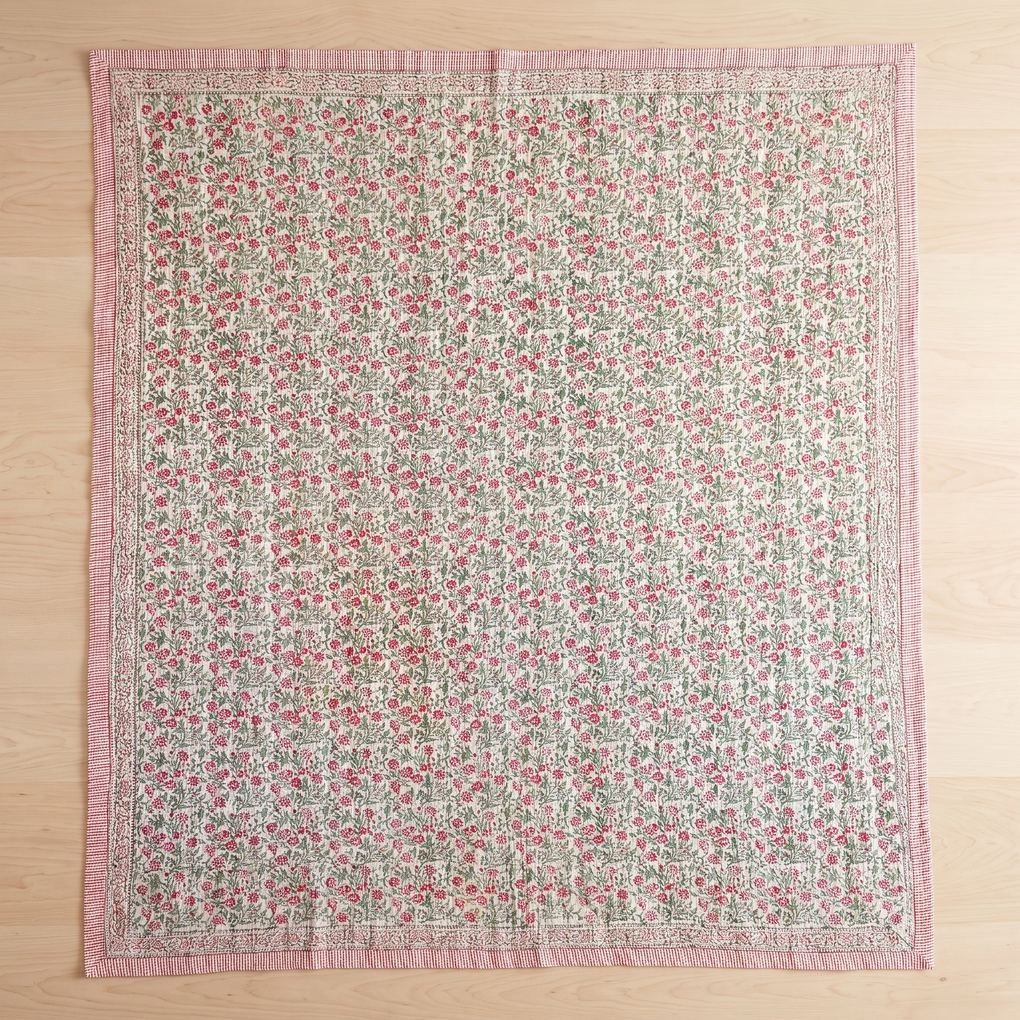 Mounting Moss Handmade Kantha Queen Bedspread