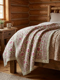 Whispering Fern Handmade Kantha Queen Bedsheet