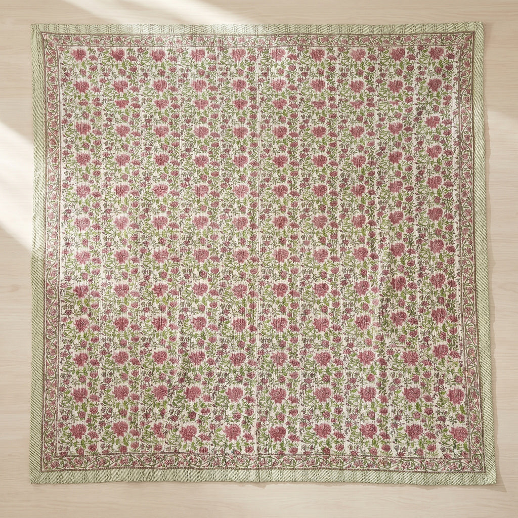 Whispering Fern Handmade Kantha Queen Bedsheet