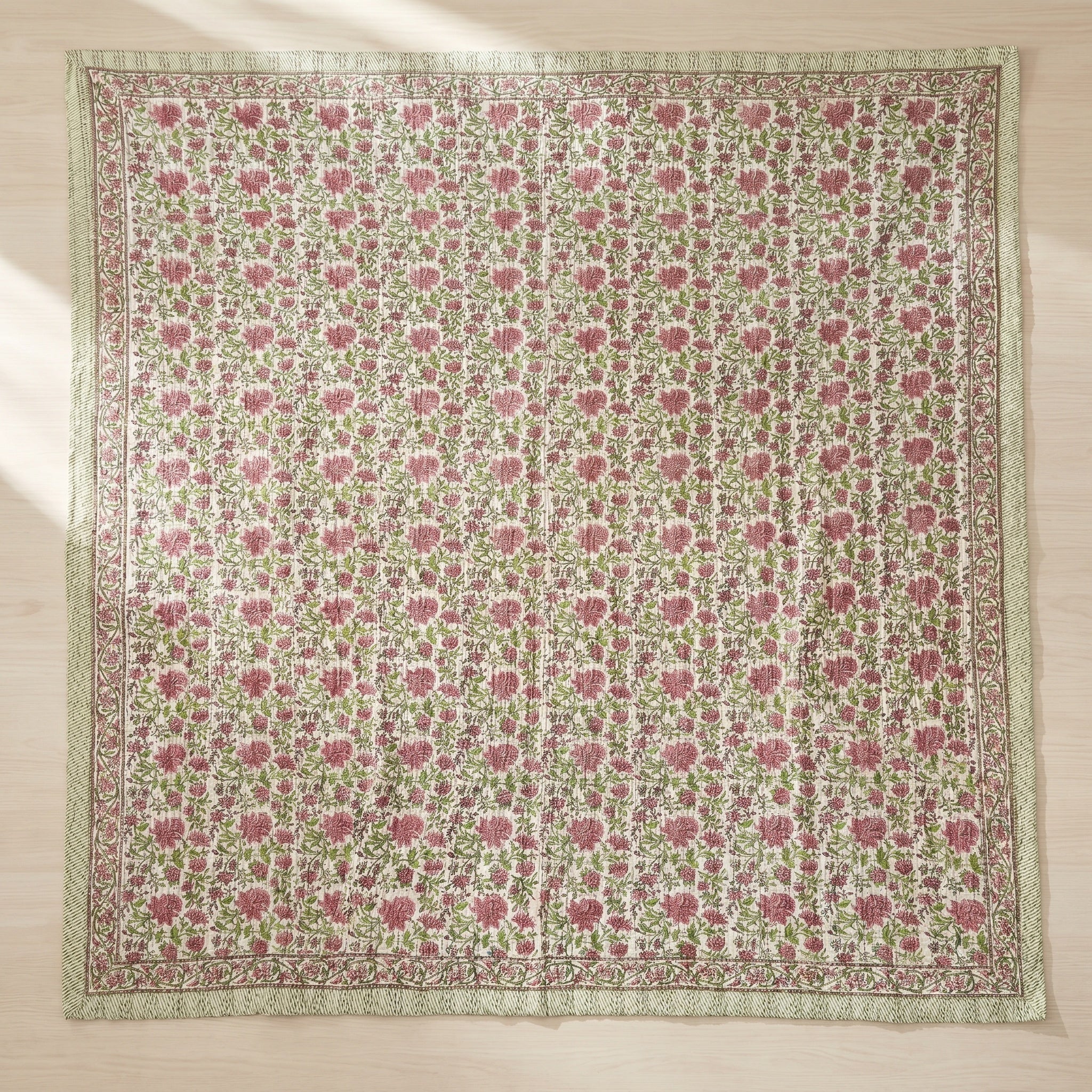 Whispering Fern Handmade Kantha Queen Bedsheet