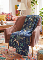 Wild Blue Forest Safari Grand Kantha throw