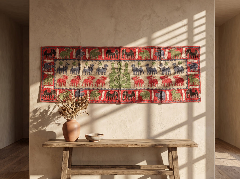 Wild Lupine Appliqué Pure Cotton Wall Hanging