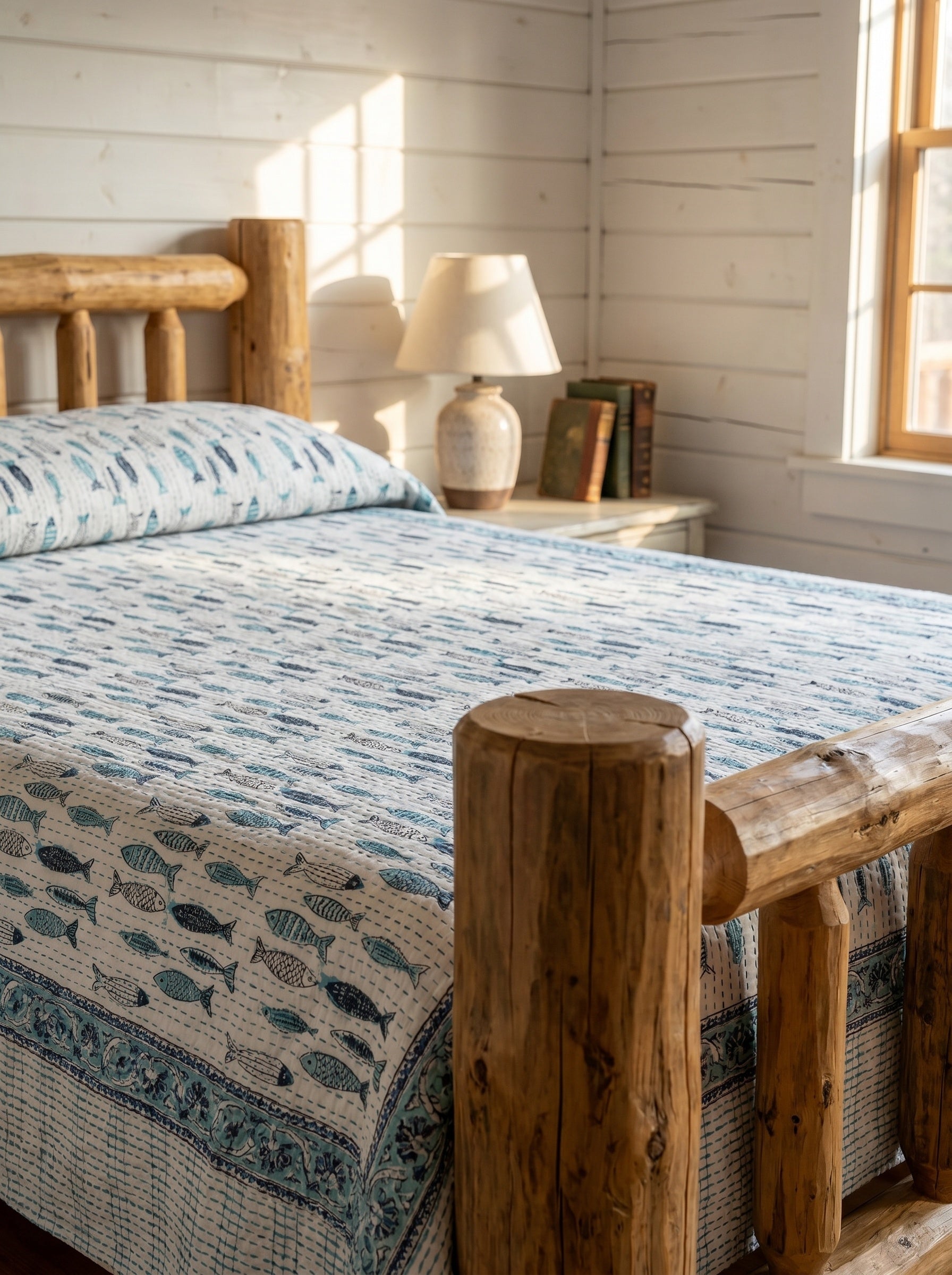 Amber Dream Handmade Kantha Queen Bedsheet