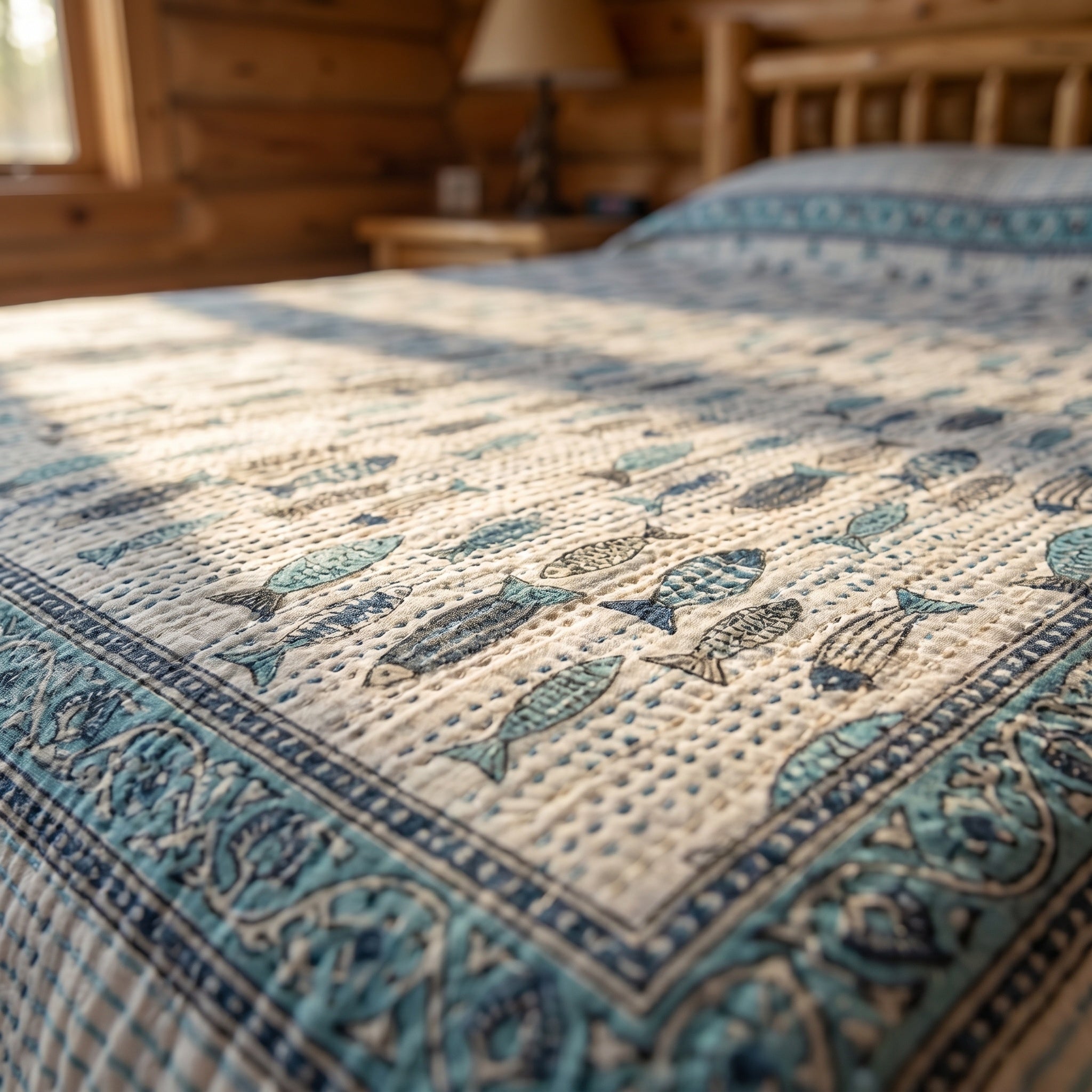 Amber Dream Handmade Kantha Queen Bedsheet