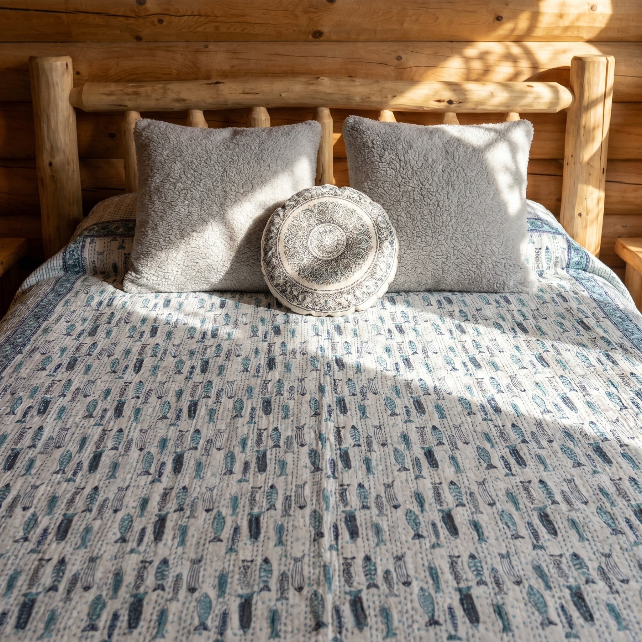 Amber Dream Handmade Kantha Queen Bedsheet