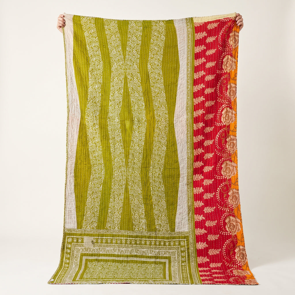 Terracotta Dream Vintage Cotton Kantha Throw