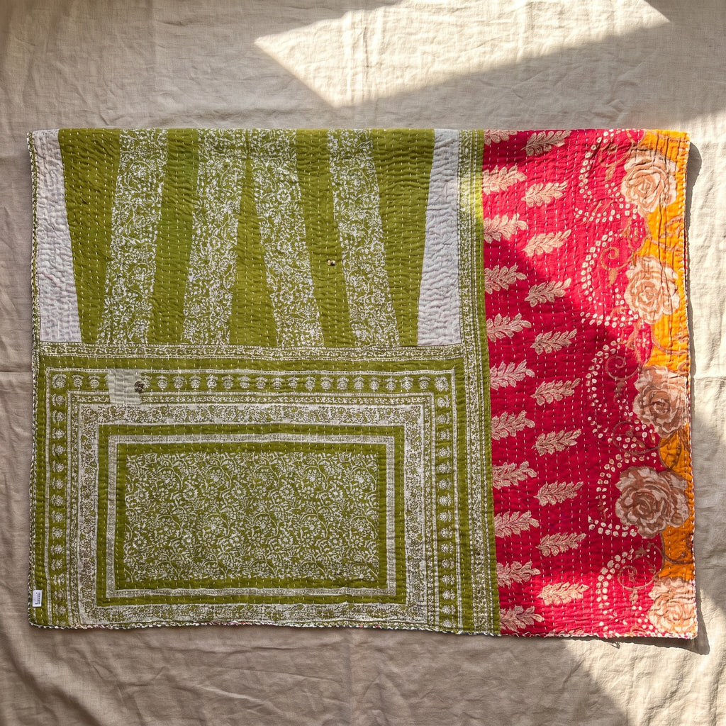 Terracotta Dream Vintage Cotton Kantha Throw