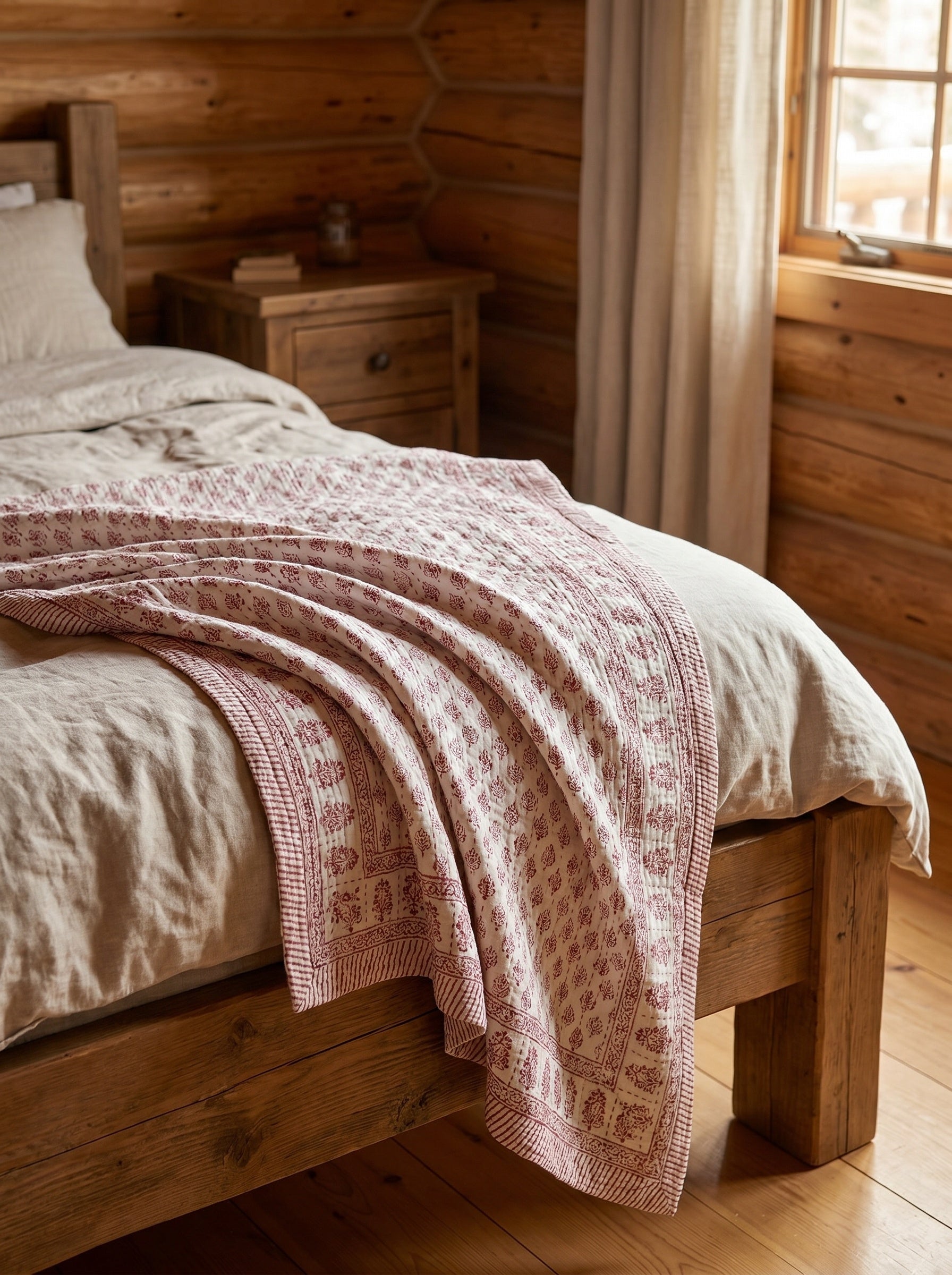 Verdant Stone Handmade Kantha Queen Bedsheet