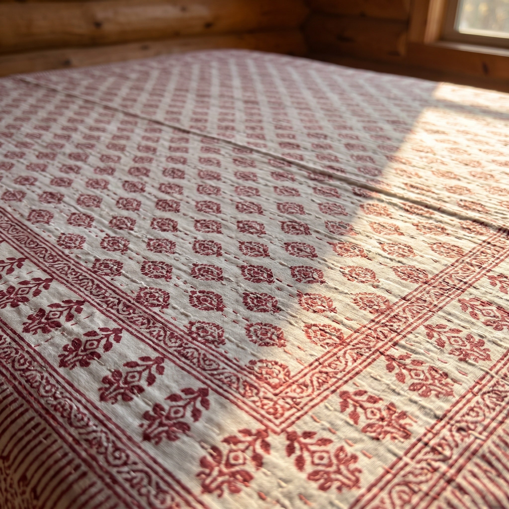 Verdant Stone Handmade Kantha Queen Bedsheet