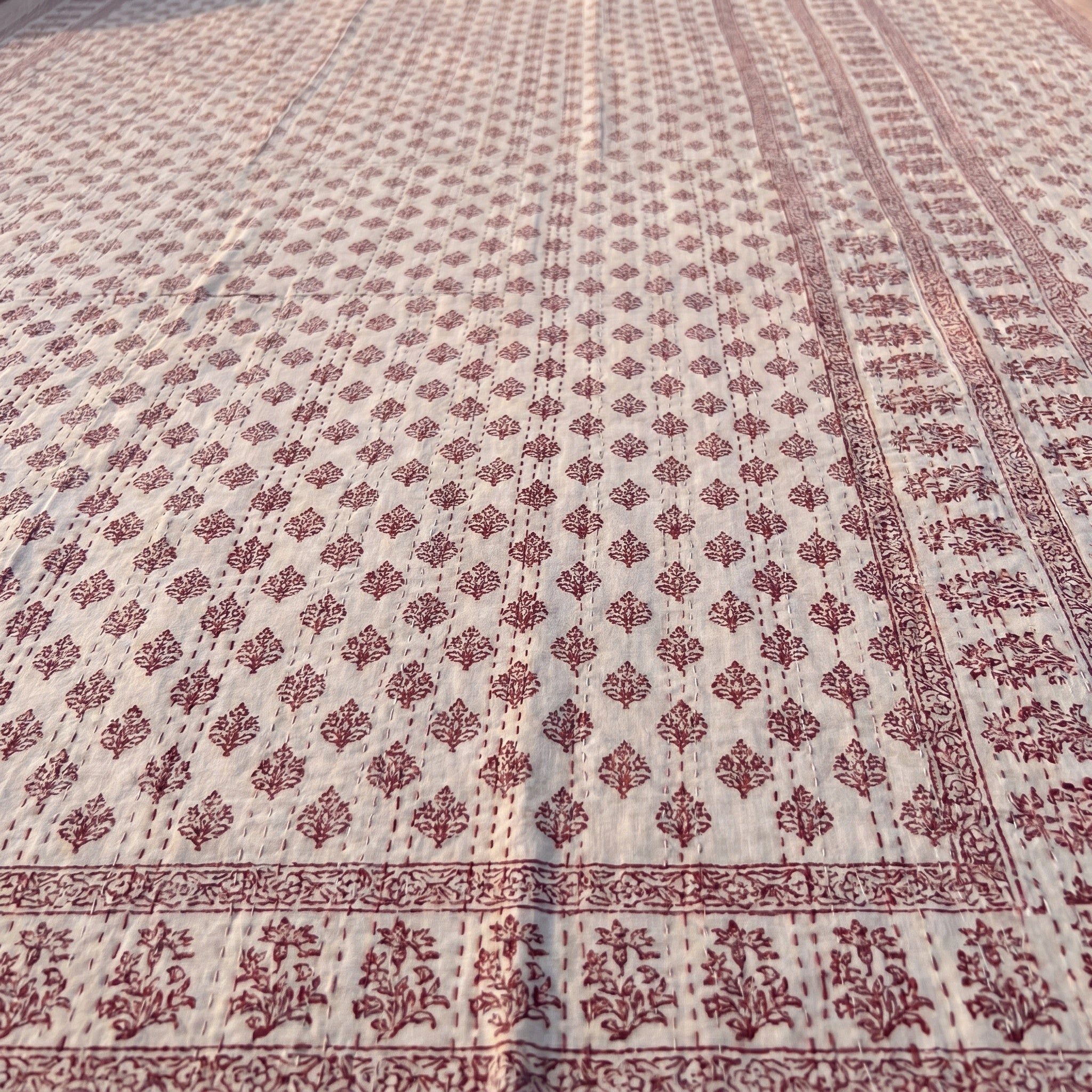 Verdant Stone Handmade Kantha Queen Bedsheet