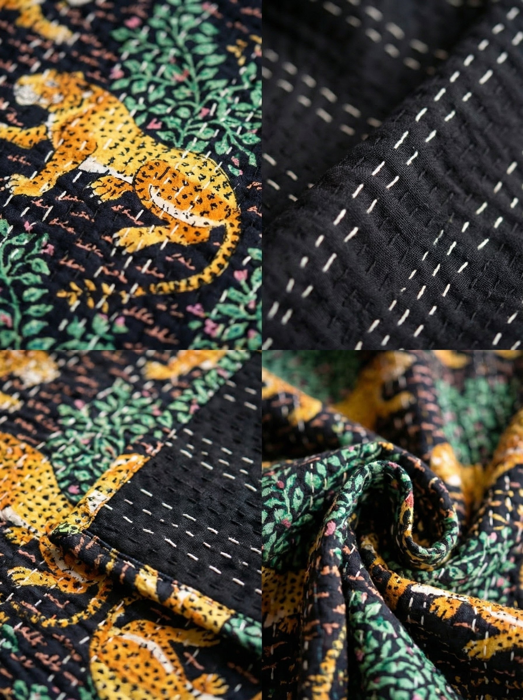 The Shadowlands Cotton Hand-Made Kantha Throw Blanket