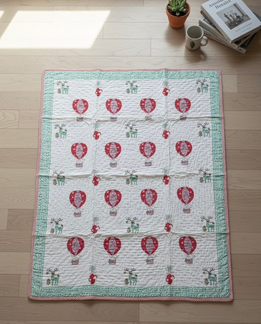 Floaty Dreams - 100% cotton Hand Made Artisnal Baby Quilt