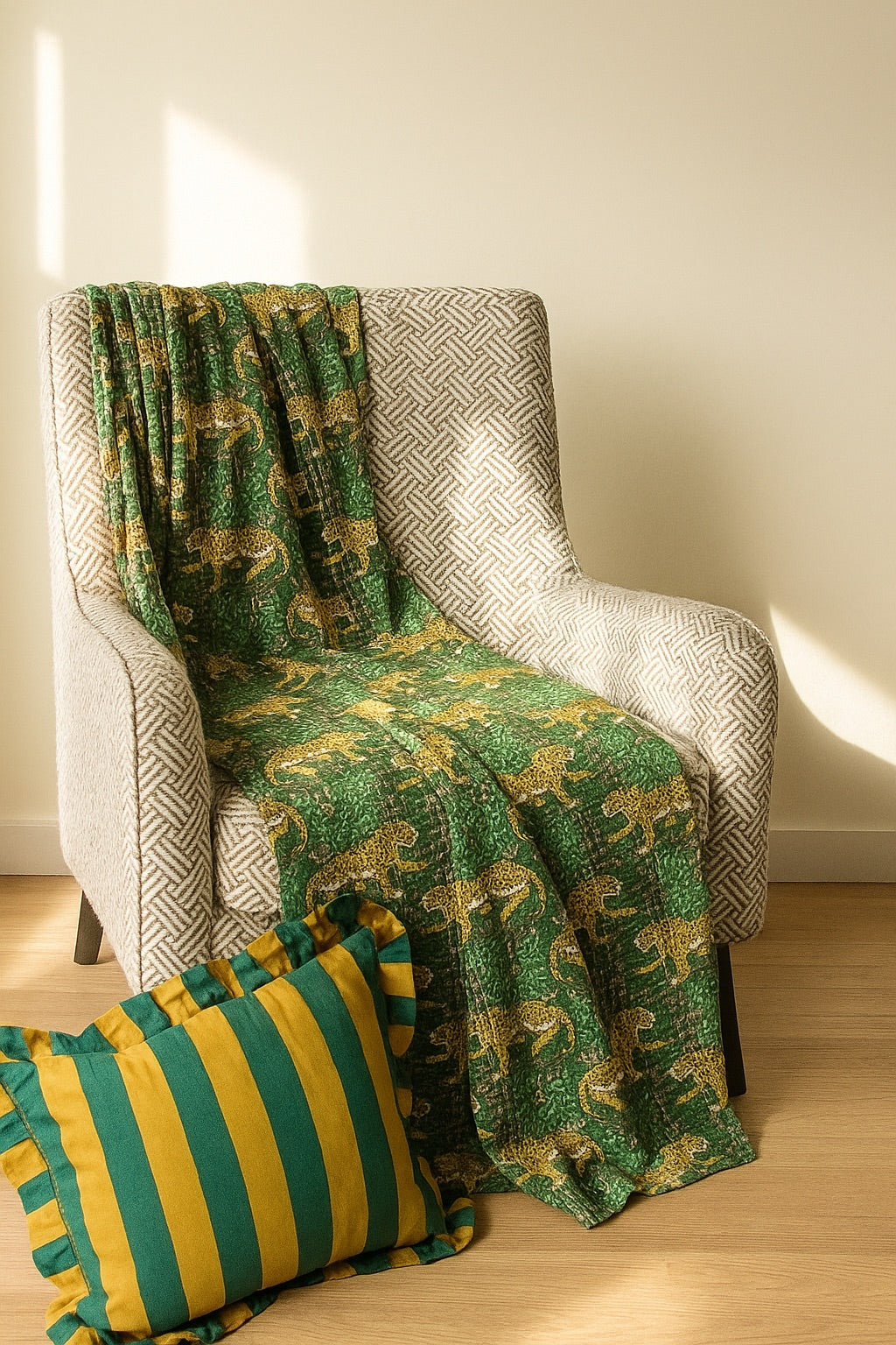 Chirping Skies Hand-Made Kantha Throw Blanket