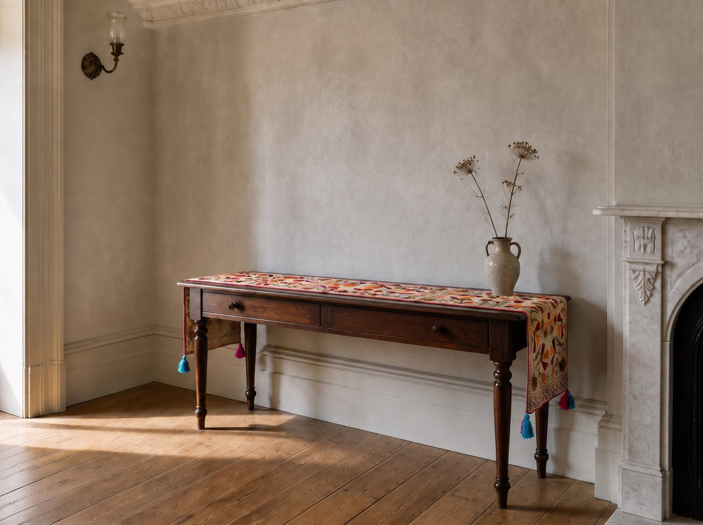 Garden Reverie Exclusive Hand Embroidered Suzani Kantha Runner
