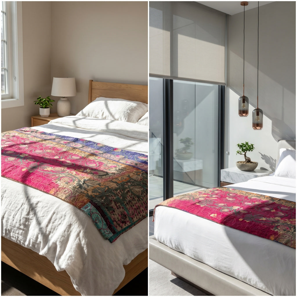 Fern Aura Luxury Vintage Suzani Kantha Throw