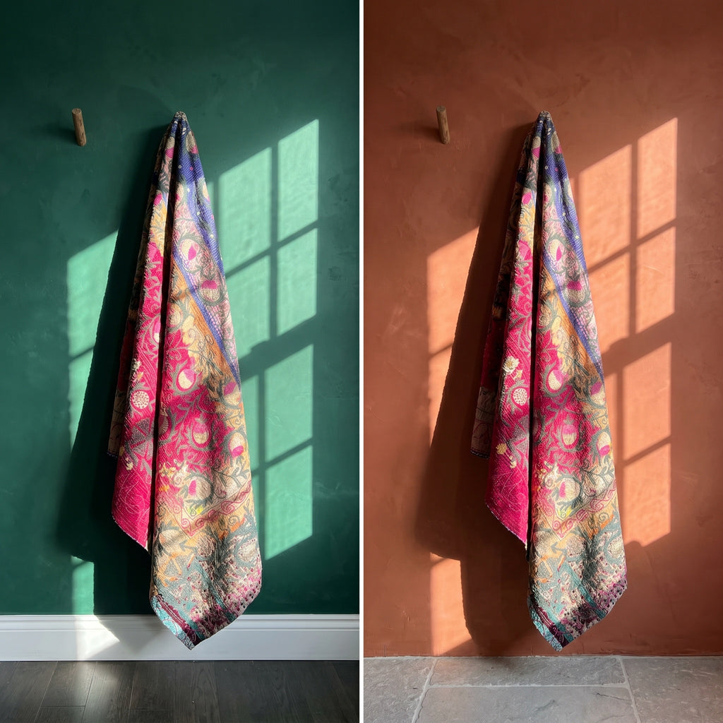 Fern Aura Luxury Vintage Suzani Kantha Throw