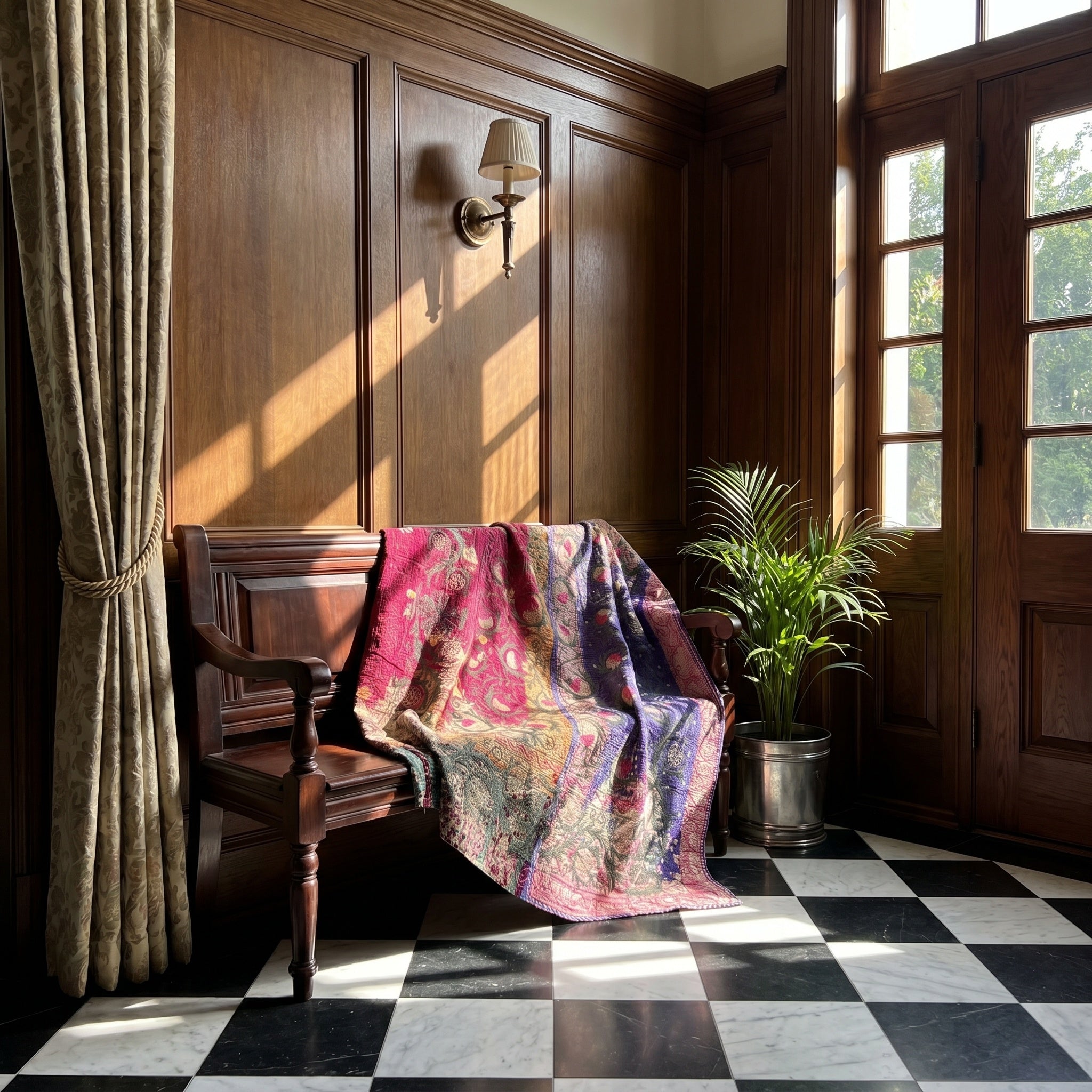 Fern Aura Luxury Vintage Suzani Kantha Throw