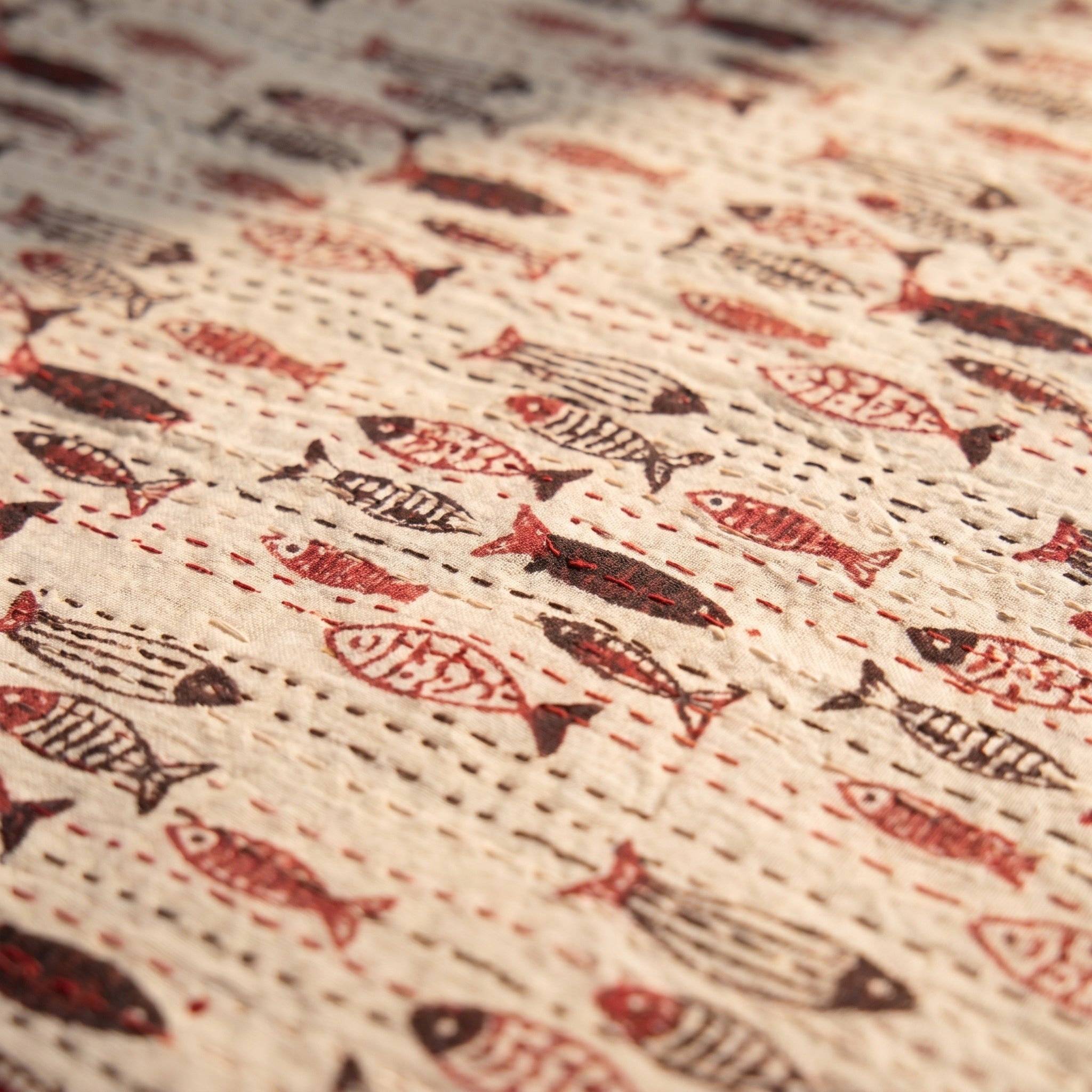 Mist Cobalt Handmade Kantha Queen Bedsheet