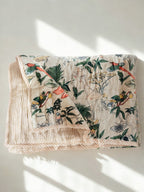 Tropical Birdies - 100% cotton Hand Made Artisnal Baby Quilt