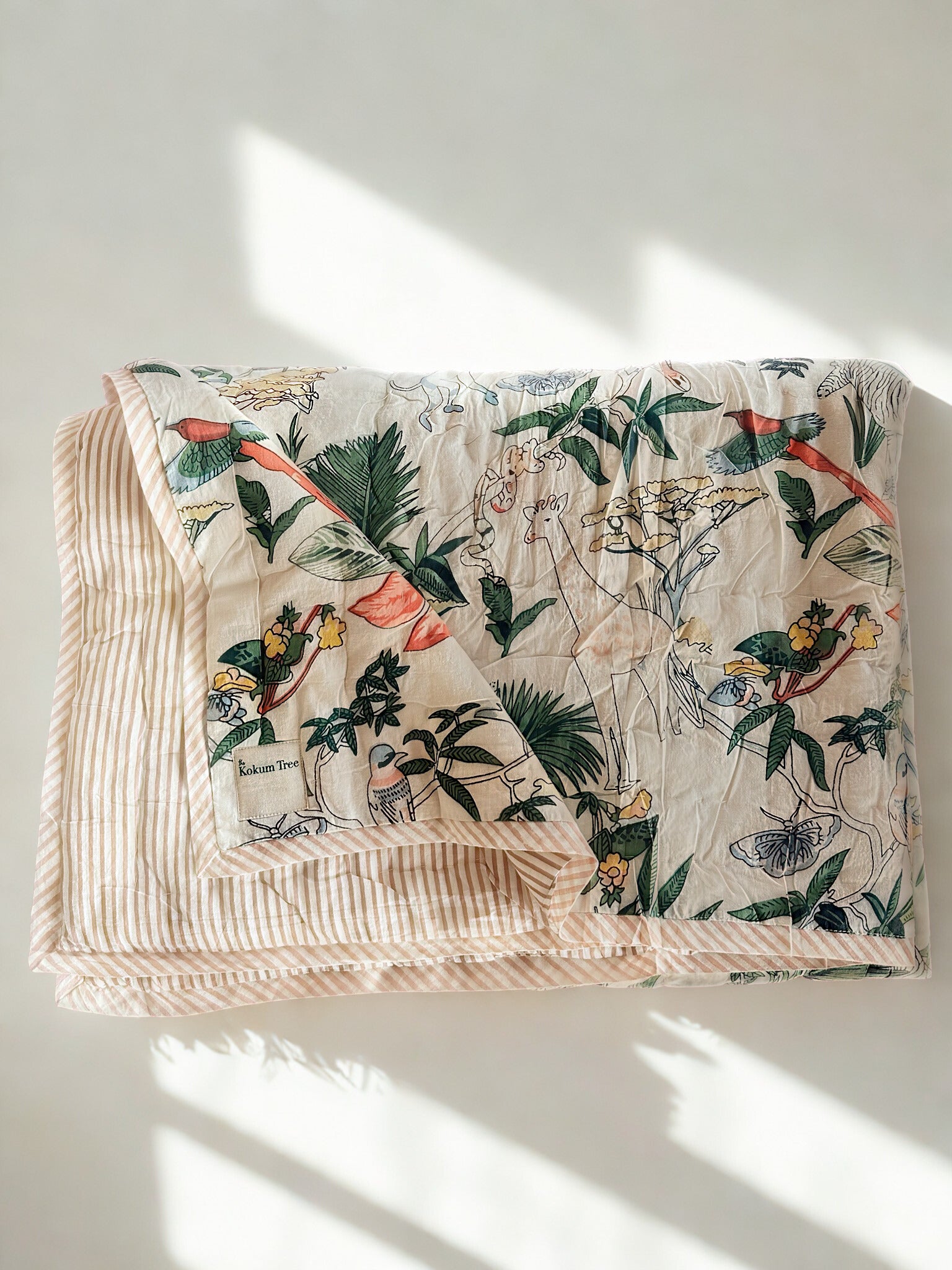 Tropical Birdies - 100% cotton Hand Made Artisnal Baby Quilt