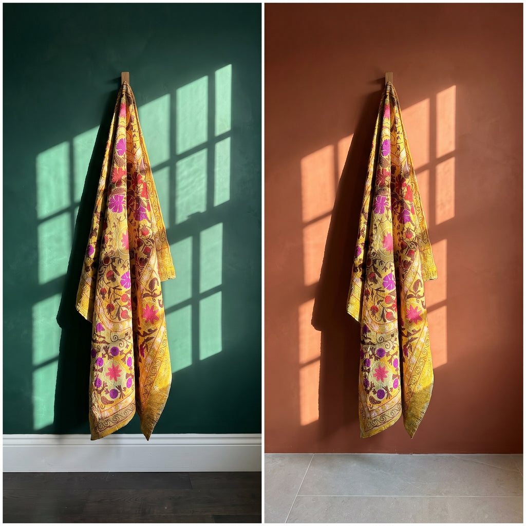 Still Waters Luxury Vintage Suzani Kantha Throw