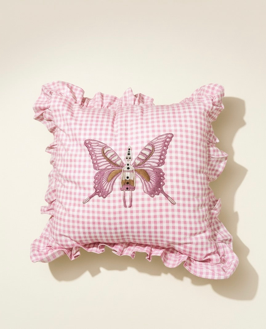 Whimsical Pink Stripes Cushion Cover