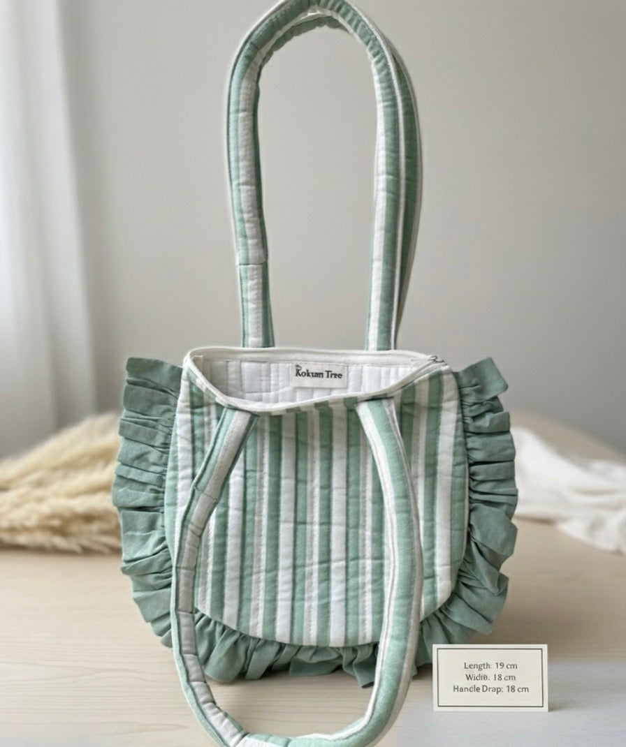 Mint Ruffle Daydream Tote Bag (Small)