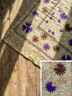 Amethyst Vine Luxury Vintage Suzani Kantha Throw Blanket