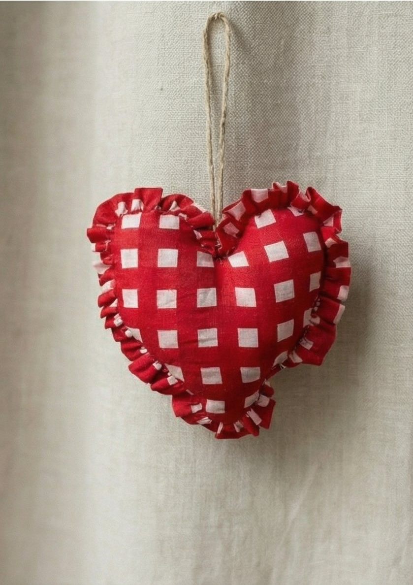 Heirloom Patchwork Heart Christmas Ornaments (Pack of 6)