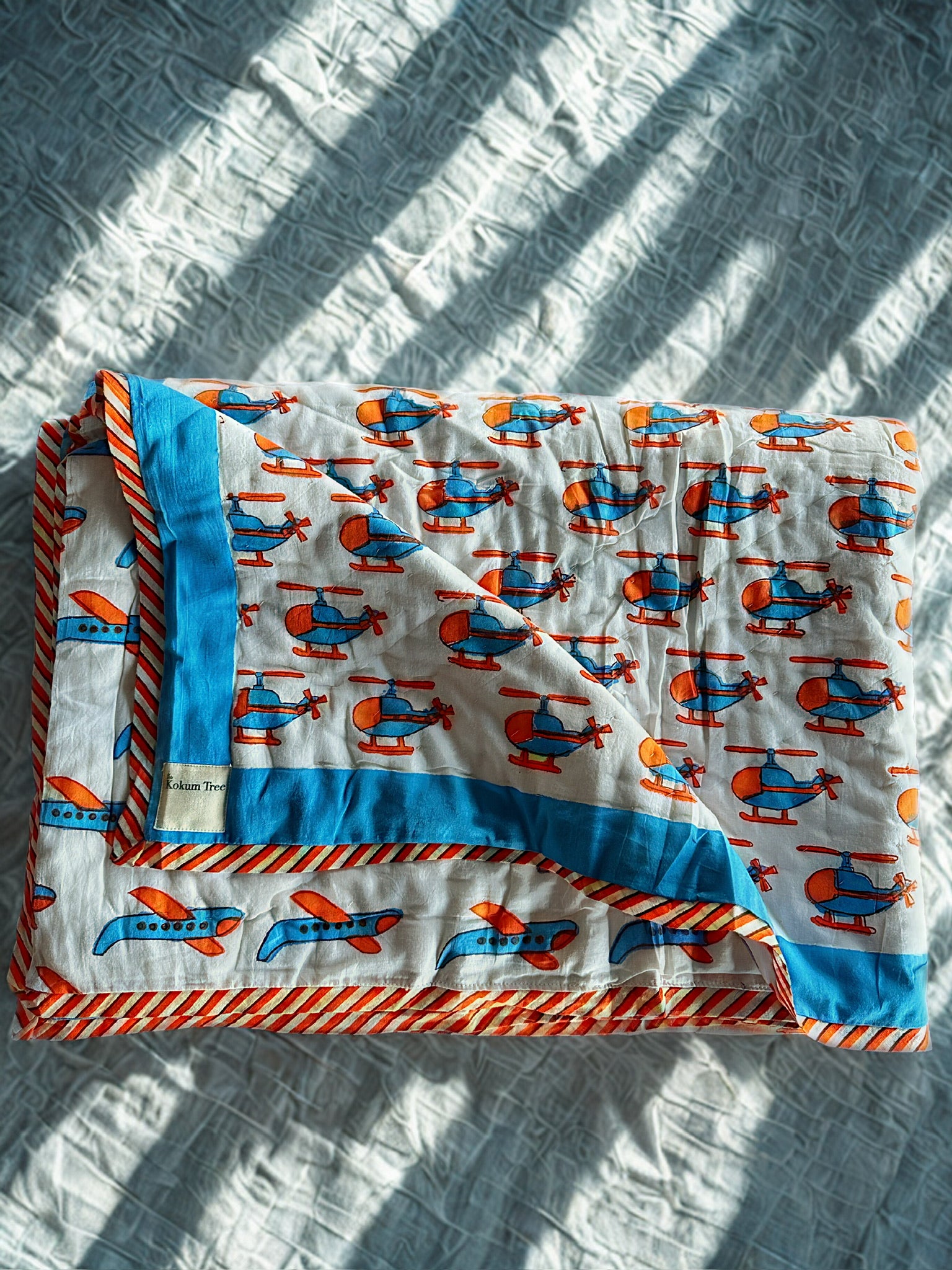 Flying Marvels - 100% cotton Hand Made Artisnal Baby Quilt