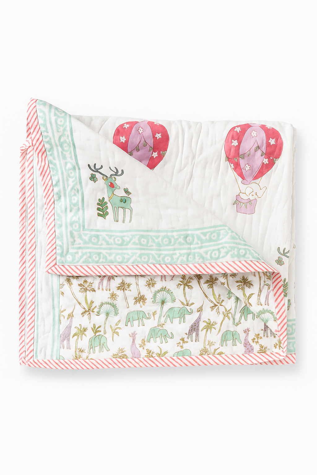 Floaty Dreams - 100% cotton Hand Made Artisnal Baby Quilt