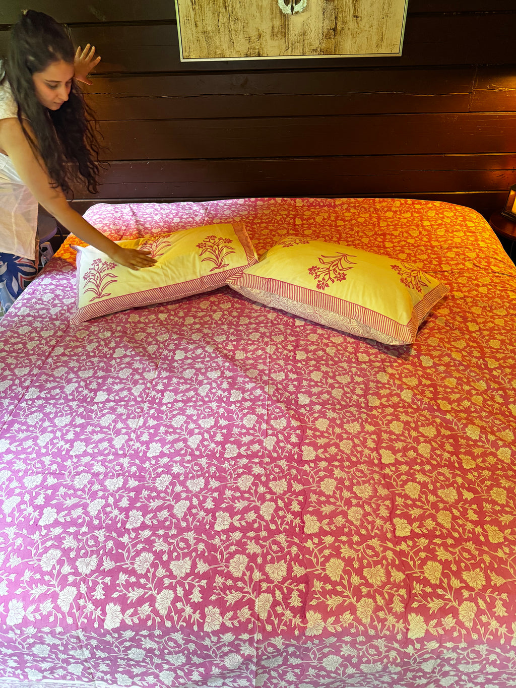Verde Fern Hand Block Printed King Bedsheet