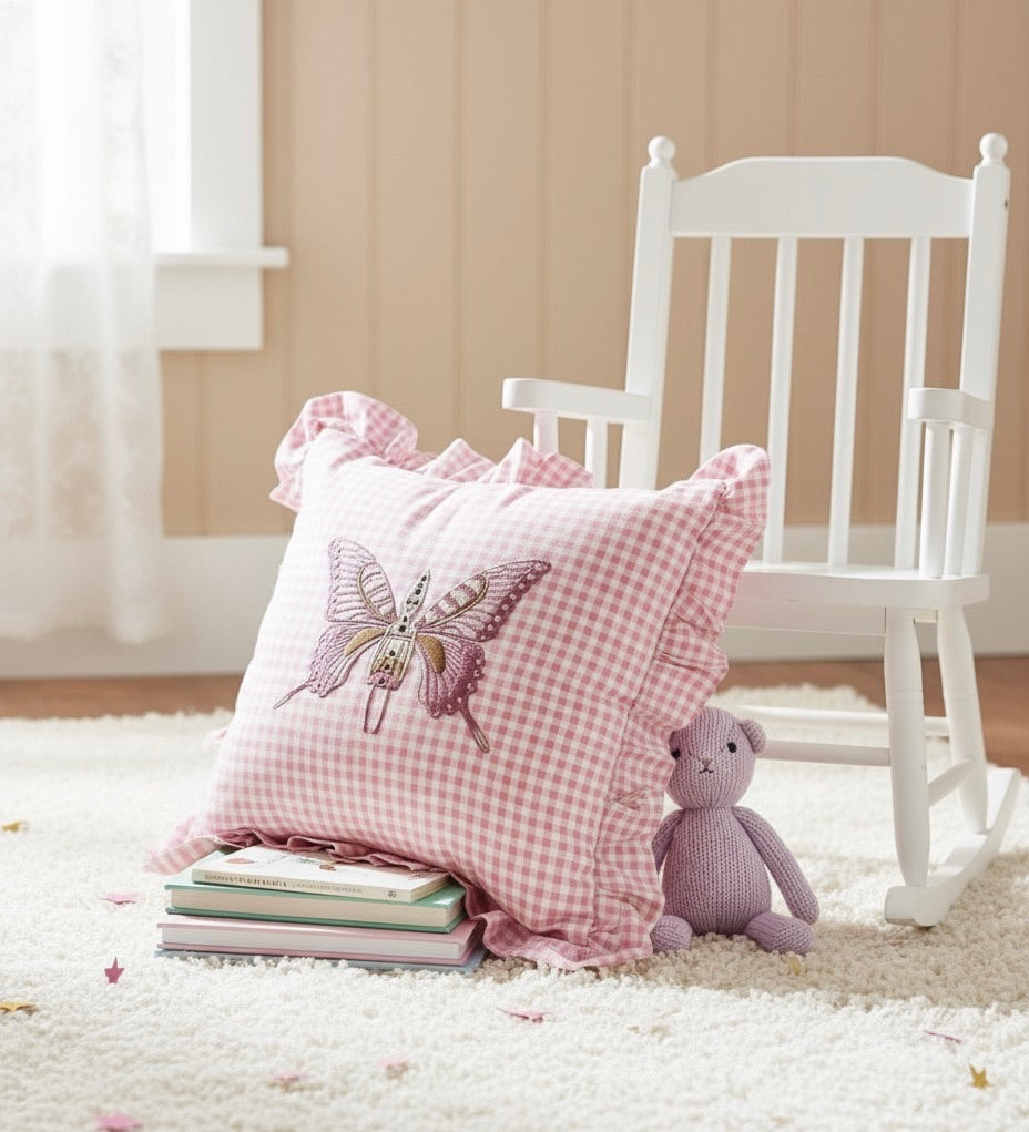 Whimsical Pink Stripes Cushion Cover