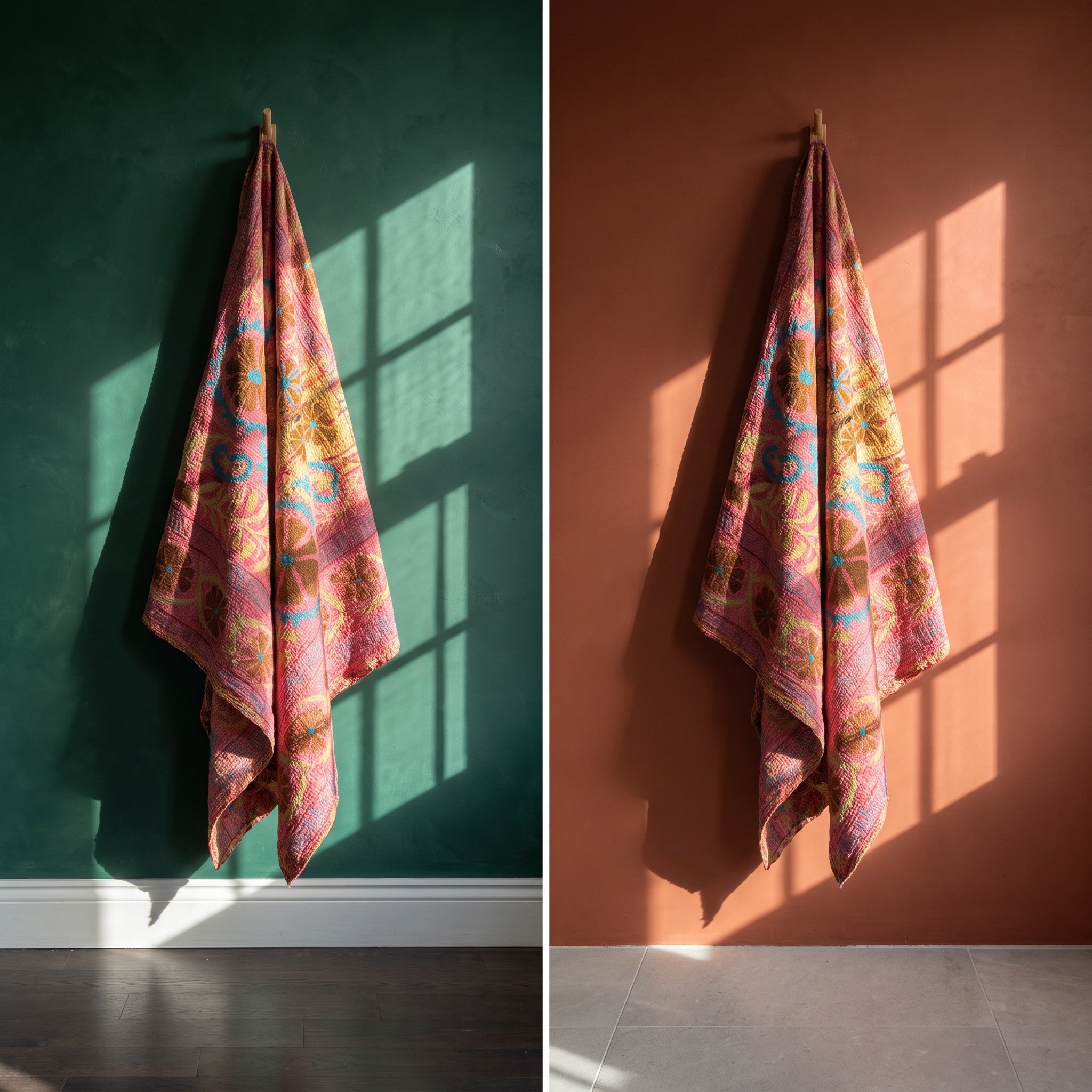 Moss Fern Luxury Vintage Suzani Kantha Throw