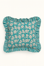 Floral Patterned Blue Cushion Cover