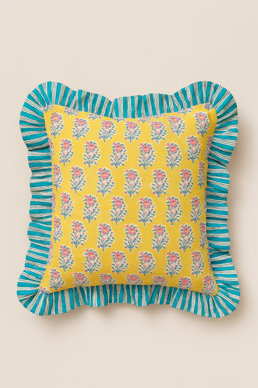Yellow and Blue Cushion Cover