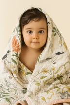 Tropical Birdies - 100% cotton Hand Made Artisnal Baby Quilt