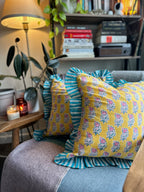 Yellow and Blue Cushion Cover