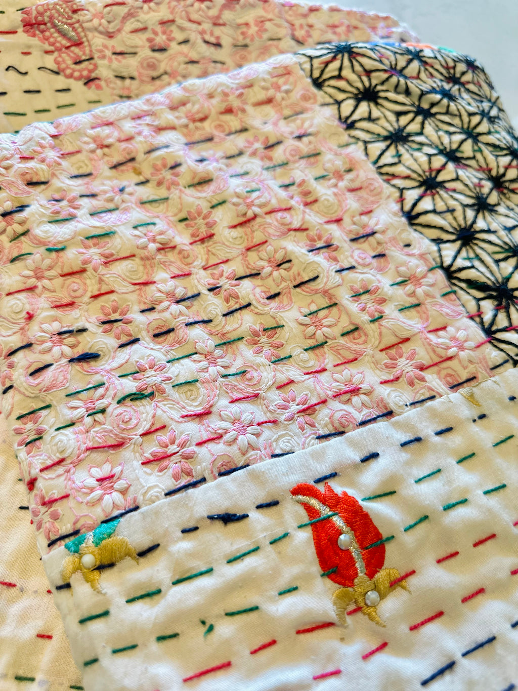 Gilded Indigo Luxury Patola Kantha Bedspread